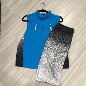 Jamie sadock golf outfit with short and shorts.